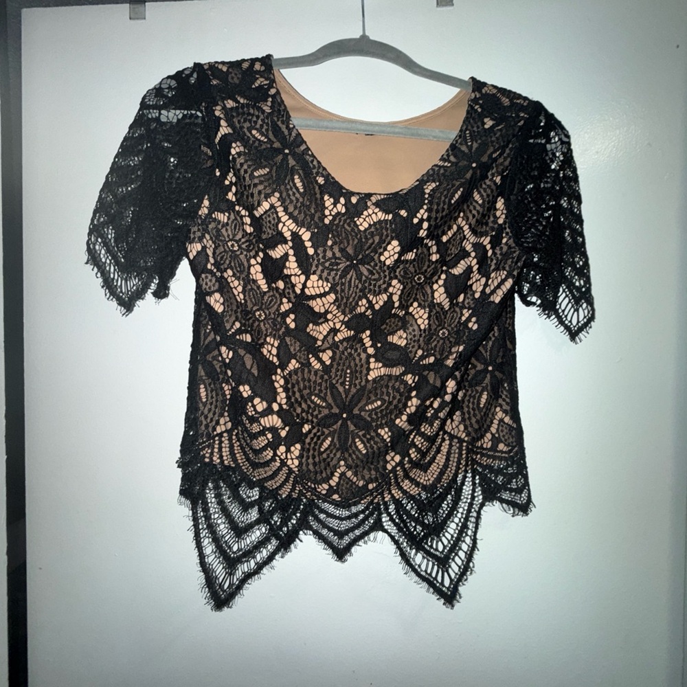 Express Black Lace Floral Blouse